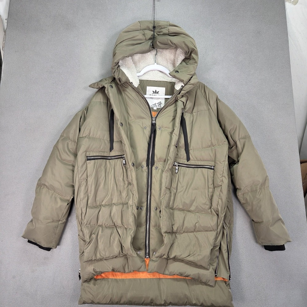 Unbranded Olive Green Long Puffer Jacket with Hood